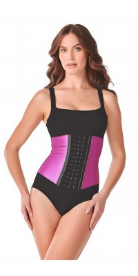 AC2046 Latex waisttrainer metallic look 3 haaks