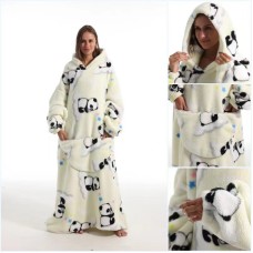 Hoodie deken Panda extra lang