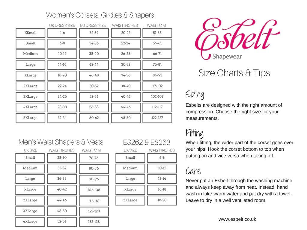 esbelt size chart